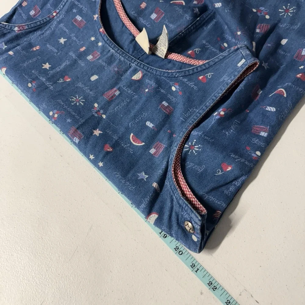 Vintage Koret Denim Maxi Sleeveless Dress Americana 4th Of July Medium